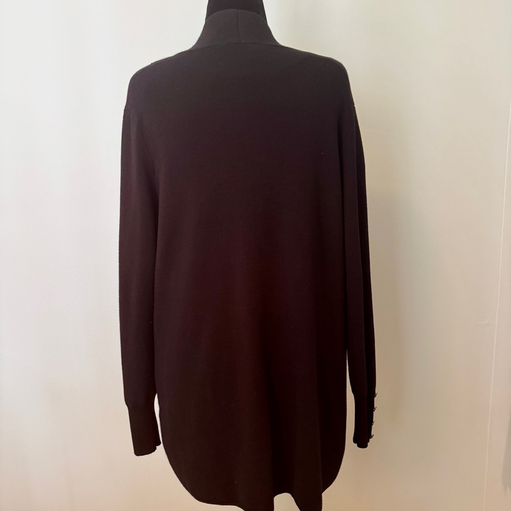 Cyrus Black Open Front Long Cardigan Size: Large - Picture 3 of 7
